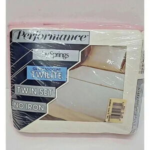 Vtg Performance by Springs Twin Sheet Set New Old Stock 124 Thread Count No Iron